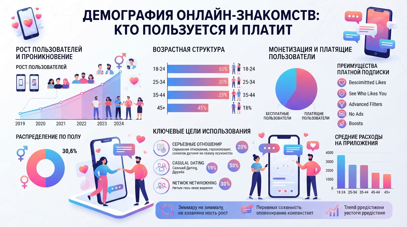 Демография онлайн-знакомств: кто пользуется и платит
