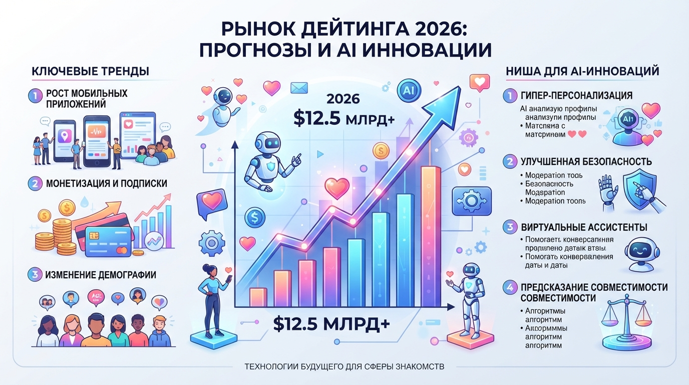 Рынок дейтинга 2026:  млрд и ниша для AI-инноваций