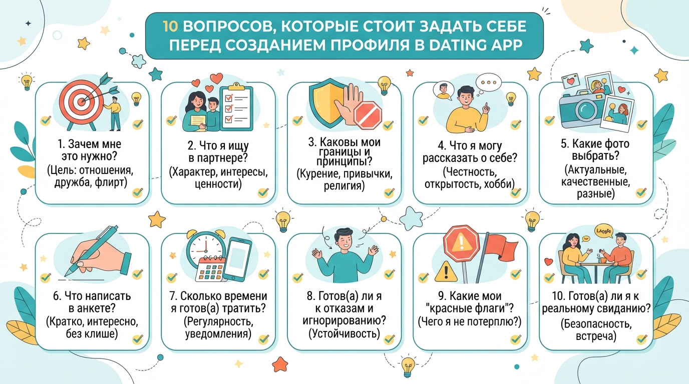 10 вопросов, которые стоит задать себе перед созданием профиля в dating app