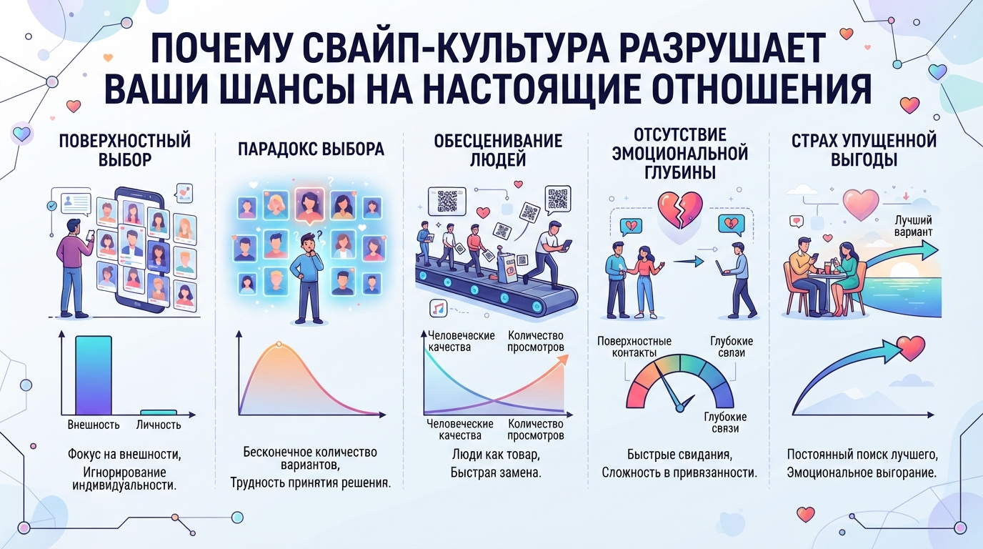 Почему свайп-культура разрушает ваши шансы на настоящие отношения