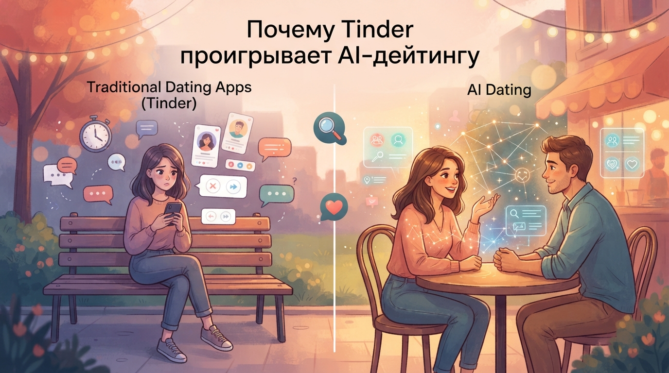 Почему Tinder проигрывает AI-дейтингу: сравнительный анализ